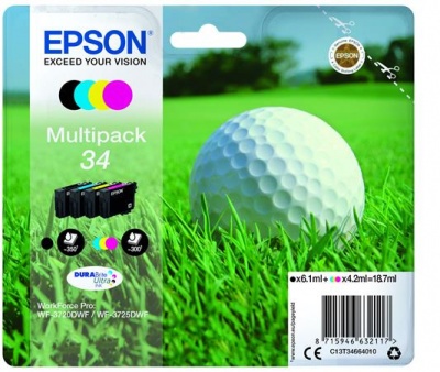 T34664010 Tintapatron multipack, WorkForce WF-3720DWF nyomtatóhoz, EPSON, b+c+m+y, 18,7 ml